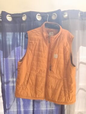 Carhartt Orange Quilted Zip-Up Vest with Chest Patch